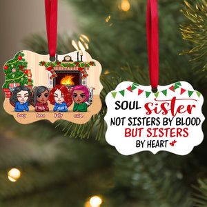 Not Sisters By Blood But By Heart - Personalized Christmas Ornament - Gift For Soul Sister, Best Friend, Doll Girls - Ornament - GoDuckee