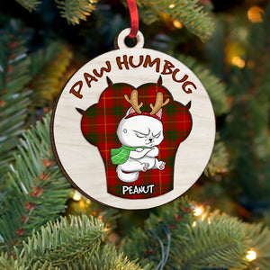 Grumpy Cat - Paw Humbug - Personalized Wood Ornament - Funny Christmas Gift For Cat Lover - Ornament - GoDuckee