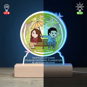 Continuing To Annoy You, Personalized Couple 3D Led Light Wooden Base - Led Night Light - GoDuckee