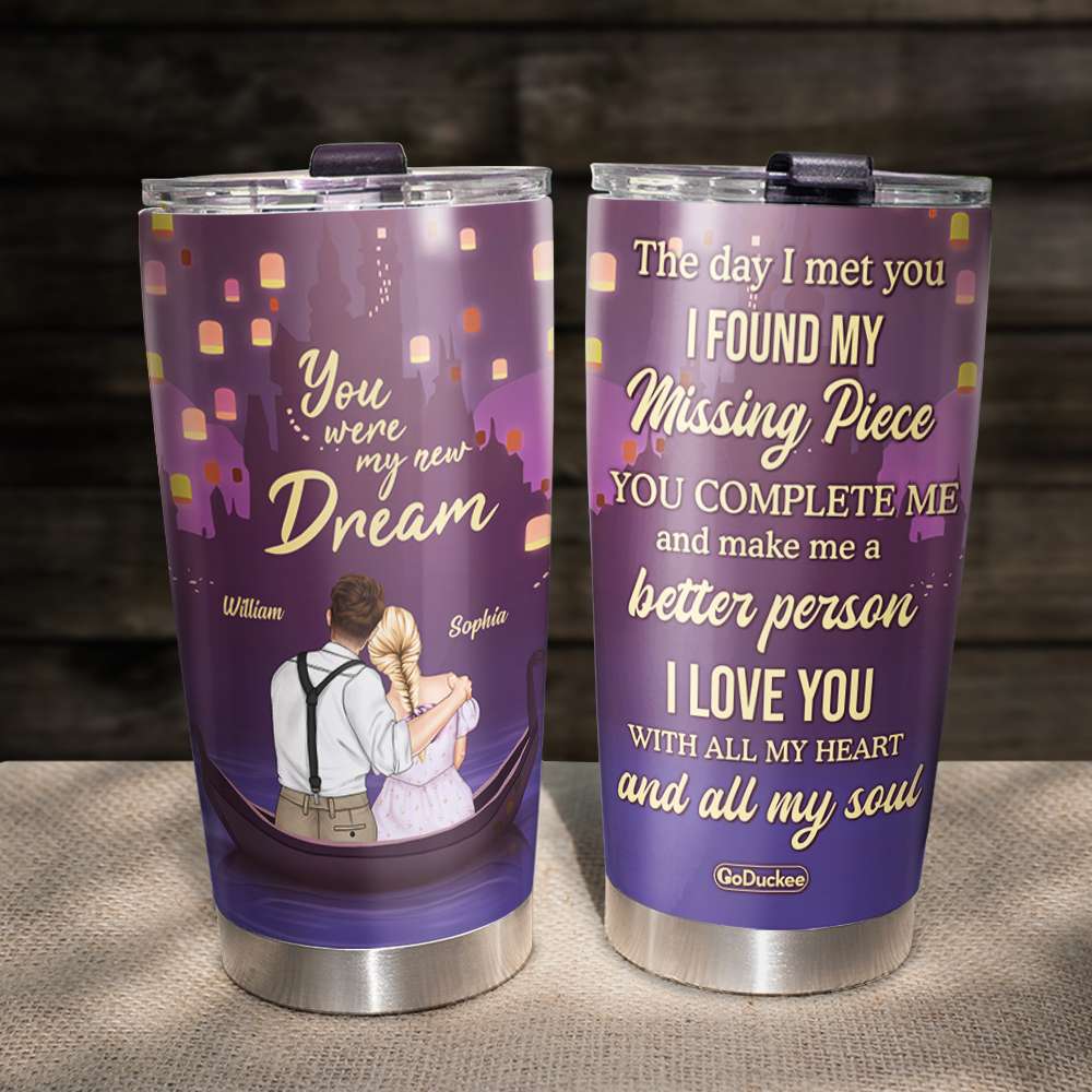 The Day I Met You I Found My Missing Piece Personalized Couple Tumbler - Tumbler Cup - GoDuckee