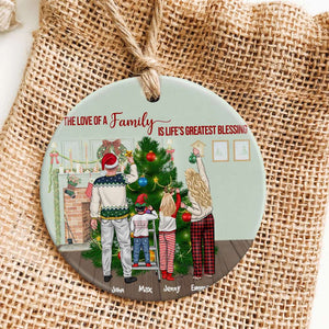 The Love Of A Family Is Life's Greatest Blessing, Personalized Ceramic Ornament Christmas Gift For Family - Ornament - GoDuckee