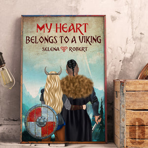 Personalized Viking Couple Couple - My Heart Belongs To A Viking - Poster & Canvas - GoDuckee