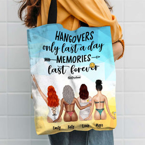 Hangovers Only Last A Day - Personalized Tote Bag - Gift For Friends - Summer Friends Sitting Together Back View - Tote Bag - GoDuckee