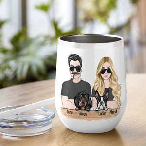 Personalized Married Couple & Dog Breeds Wine Tumbler - It's Tough To Stay Married - Wine Tumbler - GoDuckee