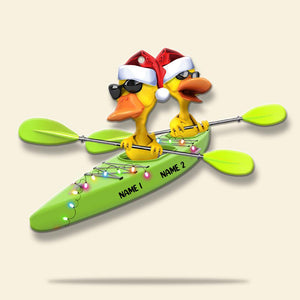 Kayaking Ducks - Personalized Christmas Flat Ornament - Christmas Gift For Couple - Ornament - GoDuckee