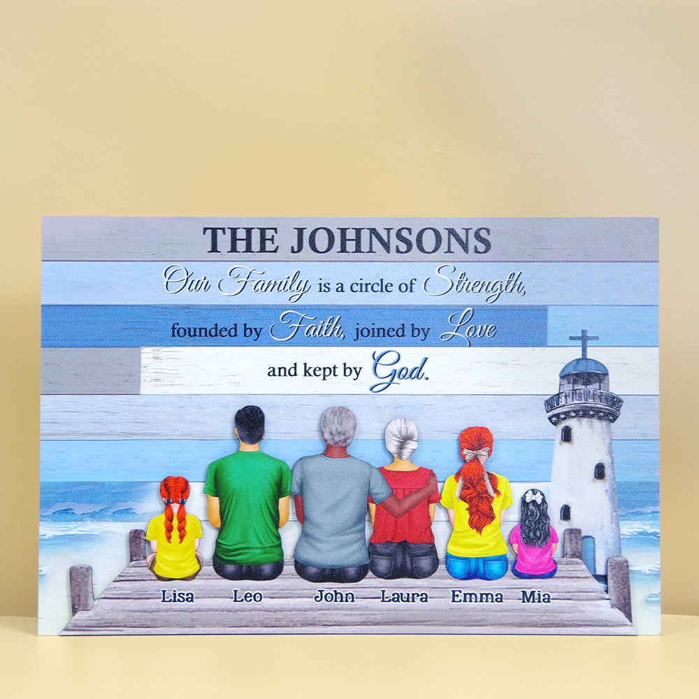 Our Family Is A Circle Of Strength Personalized Family Layered Wood Sign Stand - Wood Sign - GoDuckee