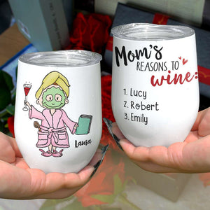 Mom's Reasons To Wine, Personalized Wine Tumbler, Funny Relax Mom Tumbler, Gift For Mom, Mother's Day Gifts - Wine Tumbler - GoDuckee