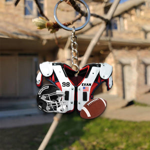 American Football Shoulder Pads And Helmet - Personalized Car Ornament And Keychain - Ornament - GoDuckee