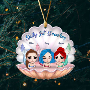 Salty Lil' Beaches Mermaid Friends, Personalized Shape Ornament Christmas Gift For Besties - Ornament - GoDuckee