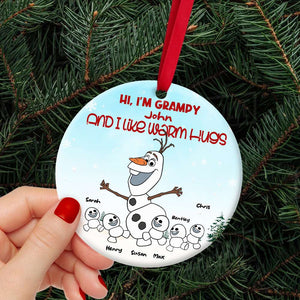 Snowman Family, Christmas Family Grandpa Round Ceramic Ornament - Ornament - GoDuckee