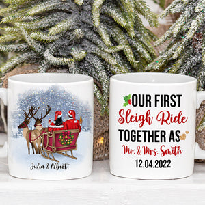 Our First Sleigh Ride Together As, Christmas White Mug Gift For Newly Married Couple - Coffee Mug - GoDuckee