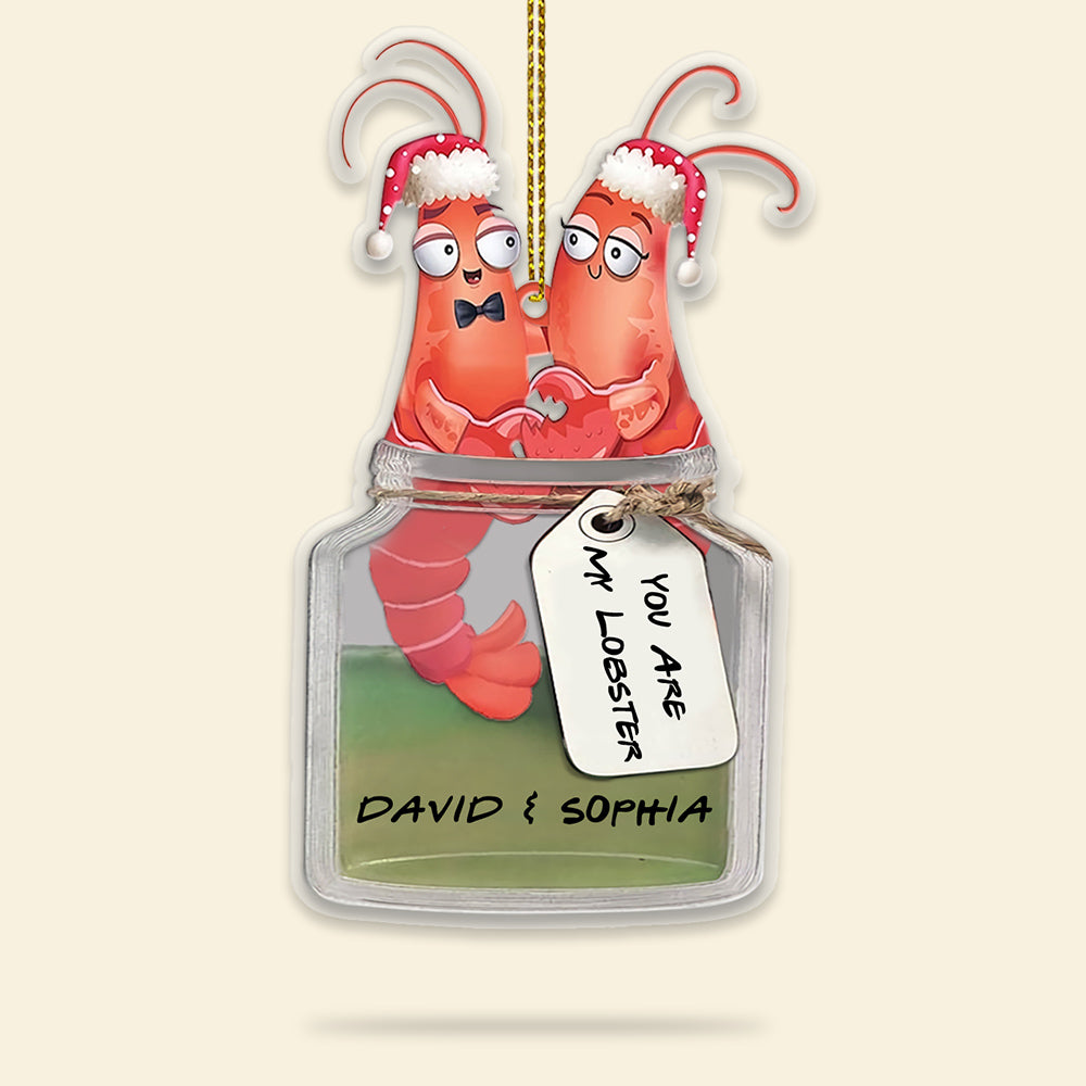 You Are My Lobster, Personalized Lobster Couple Wood Ornament - Ornament - GoDuckee