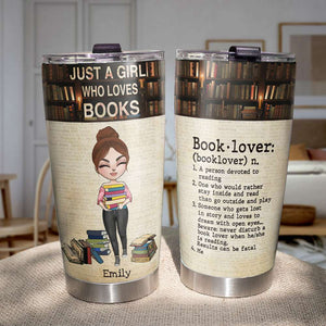 Personalized Book Lover Tumbler Cup - Book Lover Definition - Girl Dolls - Tumbler Cup - GoDuckee