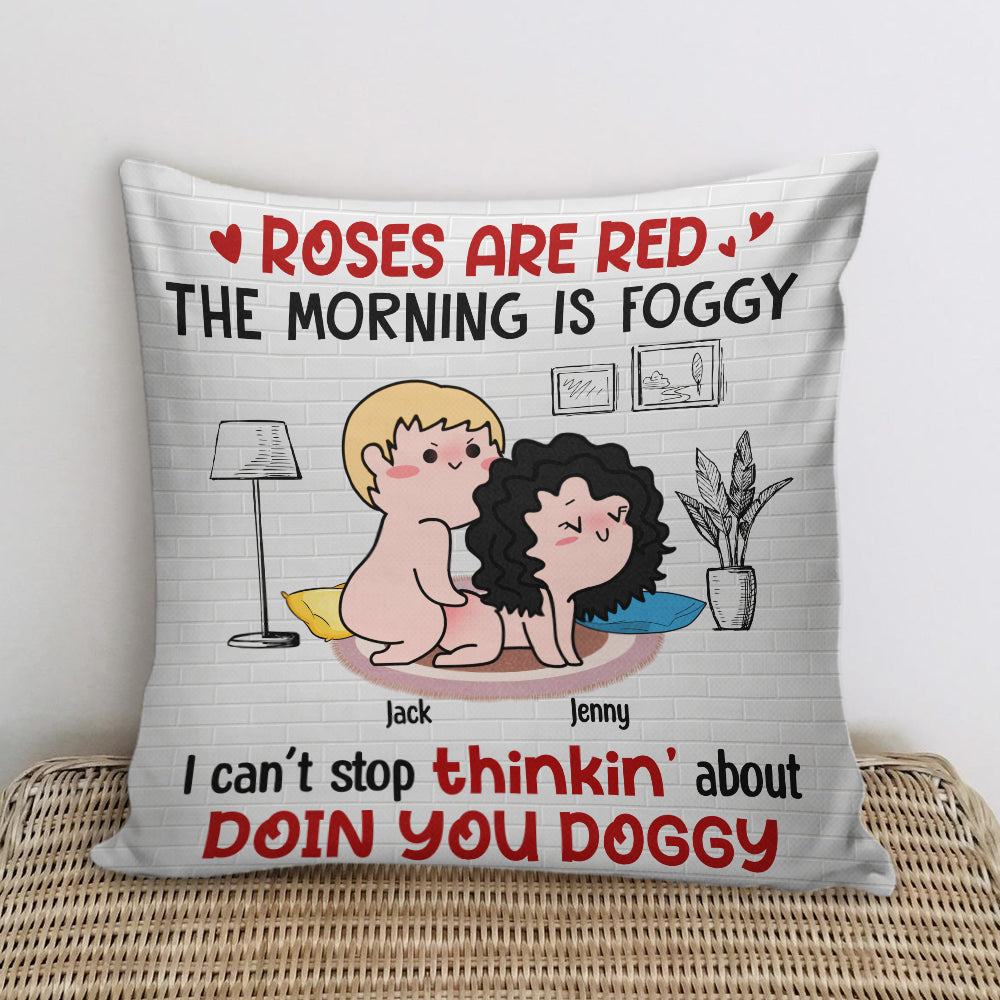 Roses Are Red The Morning Is Foggy Personalized Couple Pillow, Blanket, White Mug, Tumbler, Gift For Couple - Pillow - GoDuckee