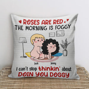Roses Are Red The Morning Is Foggy Personalized Couple Pillow, Blanket, White Mug, Tumbler, Gift For Couple - Pillow - GoDuckee