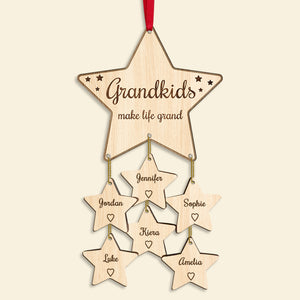 Grandkids Make Life Grand Personalized Special Wood Ornament, Gift For Grandma - Ornament - GoDuckee