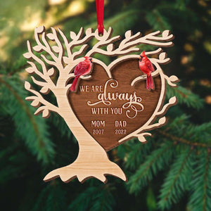 Heaven We Are Always With You, Personalized Memorial Wood Ornament - Ornament - GoDuckee