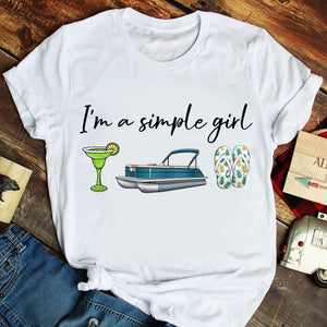 I'm A Simple Girl Personalized Pontoon Girl Shirt Gift For Pontoon Lovers - Shirts - GoDuckee