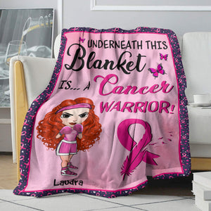 Breast Cancer Awareness - Personalized Boxing Girl Blanket - Underneath This Blanket Is A Cancer Warrior - Blanket - GoDuckee