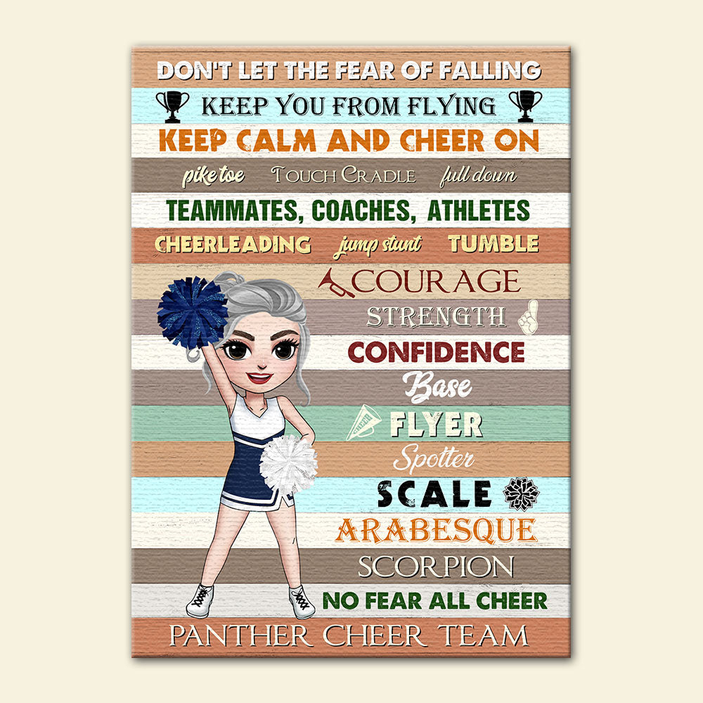 Personalized Cheerleading Girl Poster - Don't Let The Fear Of Falling Keep You From Flying - Poster & Canvas - GoDuckee