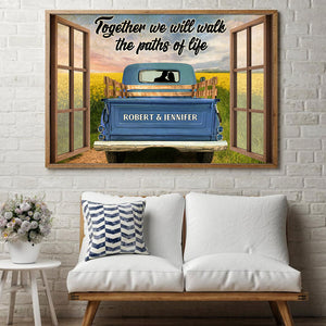 Personalized Couple Poster - Together We Will Walk The Paths Of Life - Couple on Truck Window View - Poster & Canvas - GoDuckee
