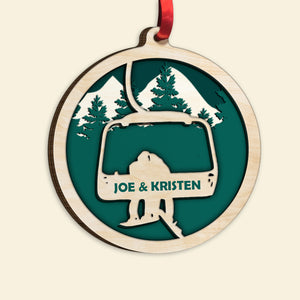 Snowboarding Couple Personalized Wood Ornament Gift For Couples - Ornament - GoDuckee