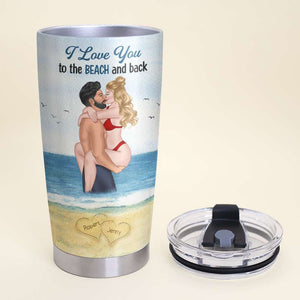 You Are The Blue In My Sky, Kissing At The Beach, Couple Personalized Tumbler - Tumbler Cup - GoDuckee