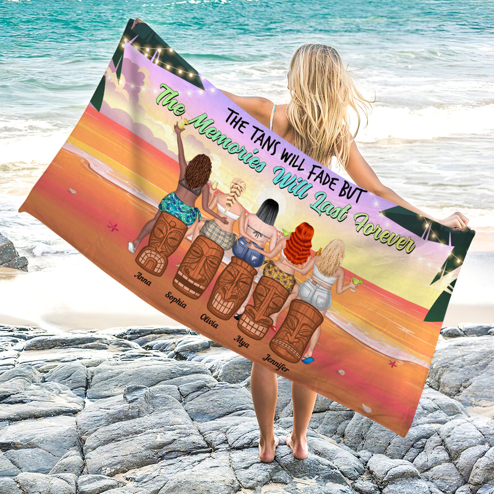 The Tans Will Fade, Gift For Bestie, Personalized Beach Towel, Beach Friends Towel, Anniversary Gift - Beach Towel - GoDuckee