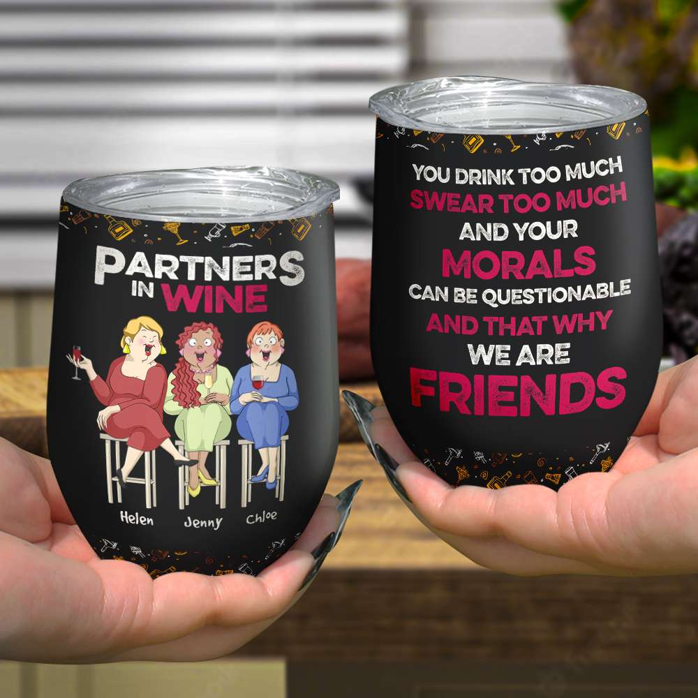 Partners In Wine, Personalized Tumbler, Funny Gift For Best Friends - Wine Tumbler - GoDuckee