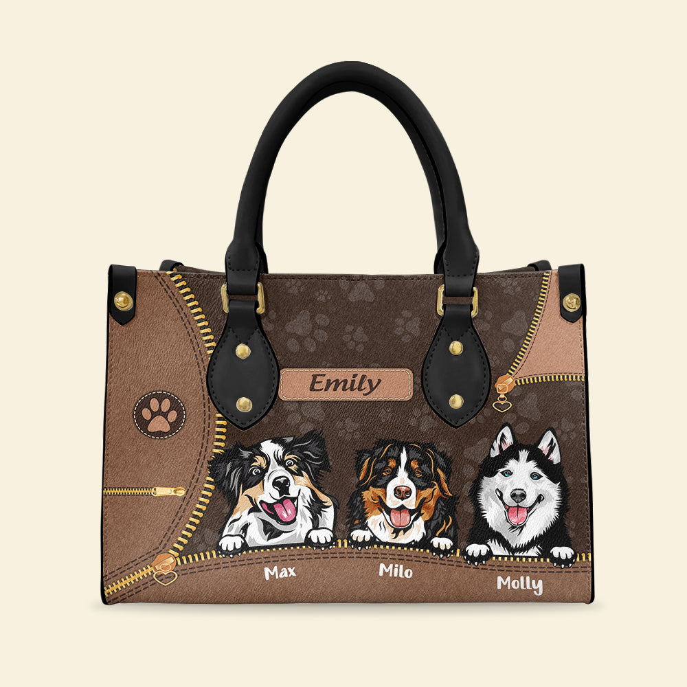 Personalized Dog Leather Bag, Gift For Dog Lovers - Leather Bag - GoDuckee