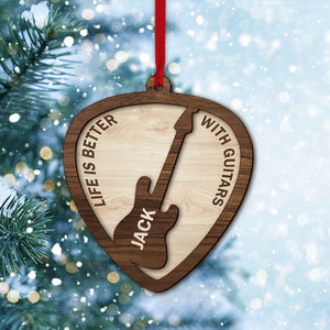 Life Is Better With Guitar - Personalized Guitar Ornament - Christmas Tree Decor - Ornament - GoDuckee