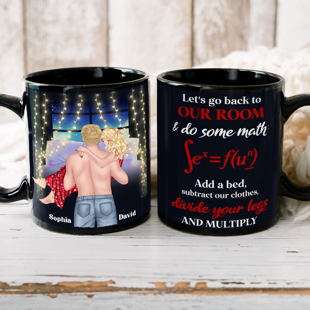 Let's Go Back To Our Room & Do Some Math, Personalized Couple Black Mug - Coffee Mug - GoDuckee