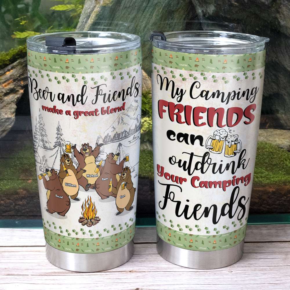 Beer And Friends Make A Great Blend Personalized Camping Tumbler Cup - Tumbler Cup - GoDuckee