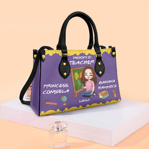 Property Of Teacher Princess Consuela Banana Hammock Personalized Leather Bag, Gift For Teacher - Leather Bag - GoDuckee