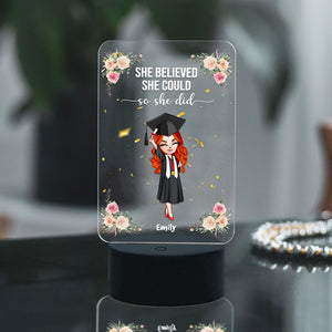 Personalized Graduate Led Night Light She Believed She Could So She Did chibi graduation - Led Night Light - GoDuckee