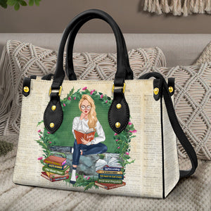 Wallpaper Girl Reading Book, Book Lover Leather Bag Gift - Leather Bag - GoDuckee