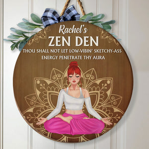 Yoga Zen Den - Personalized Round Wooden Sign - Wood Sign - GoDuckee
