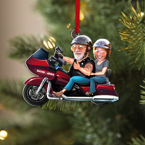 Custom Biker Couple Photo Ornament, Christmas Tree Decor - Ornament - GoDuckee