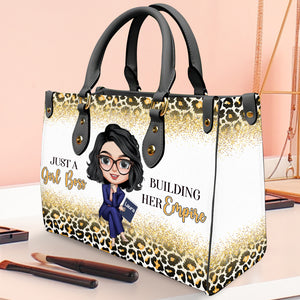 Just A Girl Boss Building Her Empire, Personalized Girl Boss Leather Bag - Leather Bag - GoDuckee