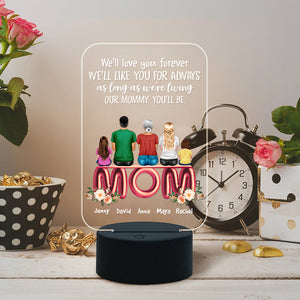 We'll Love You Forever - Personalized Led Night Light - Gift For Mom - Family Sitting Together - Led Night Light - GoDuckee