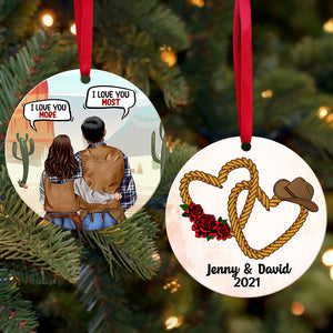 Cowboy Couple - I Love You - Personalized Christmas Ornament - Ornament - GoDuckee