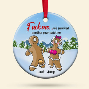 We Another Year Together Christmas Couple Personalized Ceramic Circle Ornament - Ornament - GoDuckee
