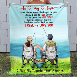 Fishing Couple You Had Me Hooked Forever, Personalized Blanket - Blanket - GoDuckee