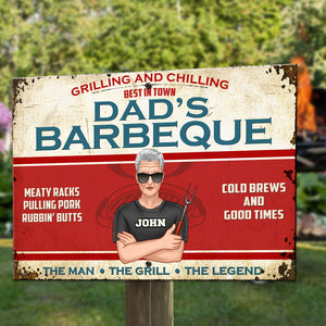 Personalized Grilling & Chilling Dad Metal Sign - Dad's Barbeque - Metal Wall Art - GoDuckee