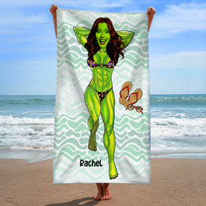 She Hulk - Custom Photo Beach Towel - Summer Gifts for Girls - Beach Towel - GoDuckee