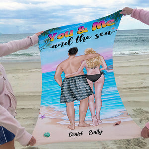 You & Me And The Sea - Personalized Beach Towel - Gift For Couple - Beach Towel - GoDuckee