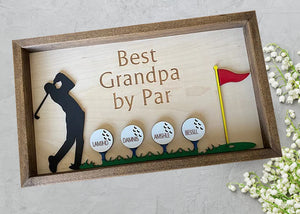 Golf Grandpa Best Grandpa By Par, Personalized Layered Wood Sign Stand, Gifts for Golf Lovers - Wood Sign - GoDuckee