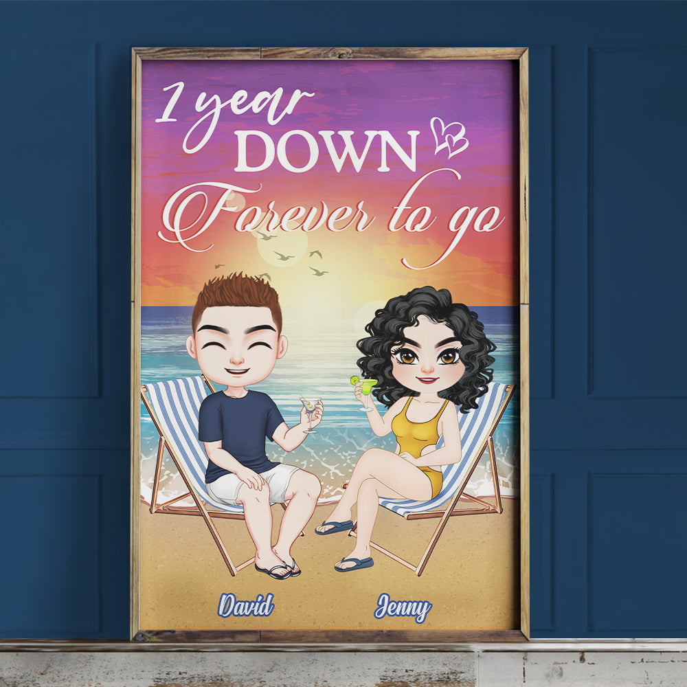 Forever To Go, Gift For Couple, Personalized Poster, Beach Couple Sitting Poster, Couple Gift - Poster & Canvas - GoDuckee