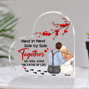 Together We'll Walk The Paths Of Life,Personalized Couple Heart Shaped Acrylic Plaque - Decorative Plaques - GoDuckee