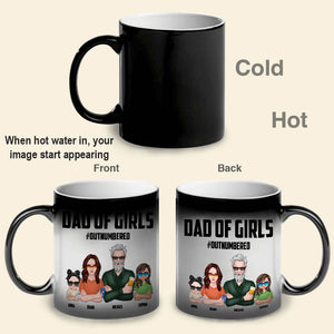 Dad Of Girls Outnumbered Personalized Father Magic Mug - Magic Mug - GoDuckee